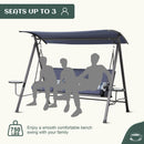 Steel 3 Seater Swing Porch Swing With Canopy - Blue by HouseOfZazla
