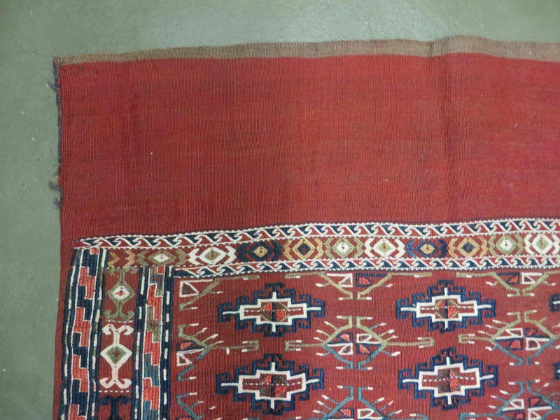 45" X 32" Antique Handmade Bokhara Turkoman Yomud Chuval Wool Rug Soumak NICE