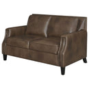 Gunderson - Loveseat With Recessed Arms - Brown by HouseOfZazla