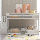Twin Over Twin Floor Bunk Bed, Ladder With Storage by HouseOfZazla