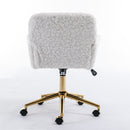 Office Chair, Artificial Rabbit Hair Home Office Chair With Metal Base, Adjustable Desk Chair Swivel Office Chair, Vanity Chair by HouseOfZazla