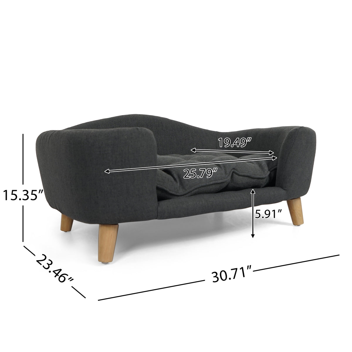 Elevated Dog Bed Frame for Small Dogs with Rubber Wood Legs, photo 3 of 10