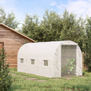 15' x 7' x 7' Walk-In Tunnel Greenhouse, Large Garden Hot House Kit with 6 Roll-up Windows & Roll Up Door, Steel Frame, White