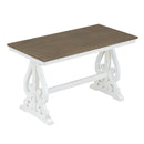 5-Piece Retro Dining Set, Rectangular Wooden Dining Table and 4 Upholstered Chairs for Dining Room and Kitchen (Brown+White)