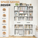 Industrial Bookcase Tall With Adjustable Shelves, Drawers & Doors by Unique Piece Furniture