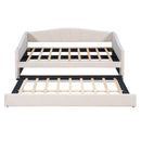 Upholstered Daybed Sofa Bed With Trundle Bed And Wood Slat