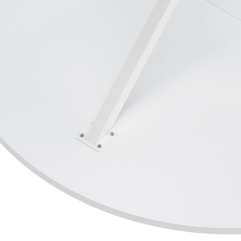 42.13" Modern Cross Leg Round Dining Table, White Top Occasional Table, Two Piece Removable Top, Matte Finish Iron Legs