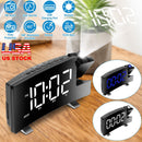 Projection Alarm Clock with Radio Function 7.7In Curved-Screen LED Digital Alarm Clock w/ Dual Alarms 4 Dimmer 12/24 Hour USB Charging Port 180¡ Rotat