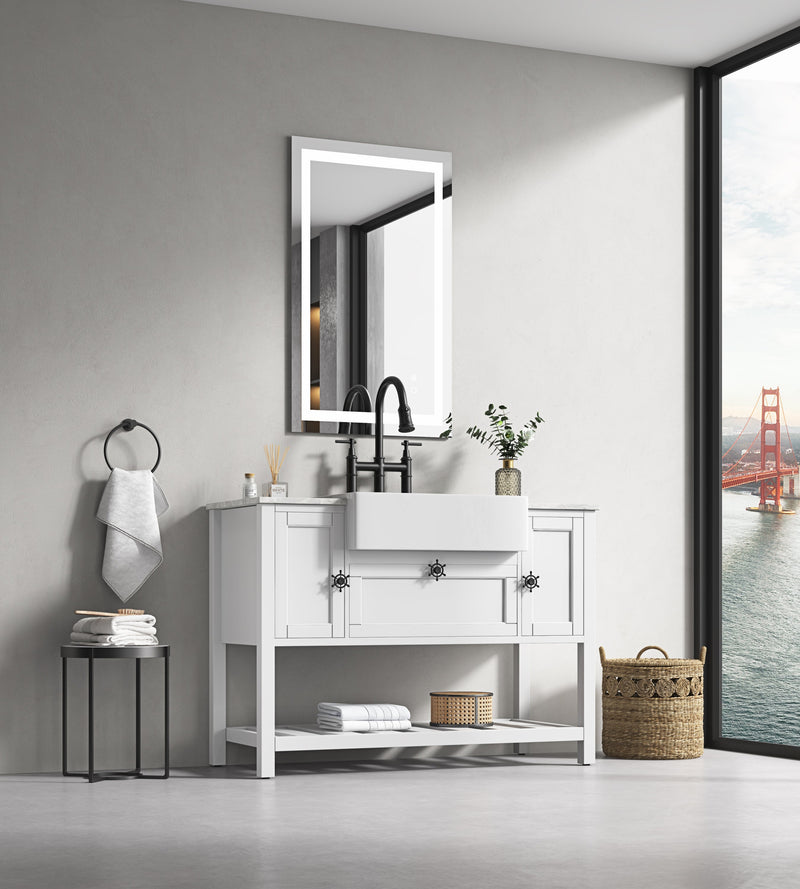 40x24 LED Lighted Bathroom Wall Mounted Mirror with High Lumen+Anti-Fog Separately Control+Dimmer Function