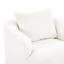 360° Swivel Barrel Sofa Chair with Throw Pillow, Chenille Upholstered Accent Chair, Beige, 38.2'