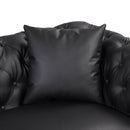 88.5" Modern Sofa Couch PU Upholstered Sofa with Sturdy Metal Legs, Button Tufted Back, 3 Seater Sofa Couch for Living Room, Apartment, Home Office, Black