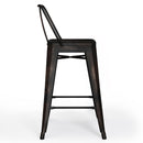 Curved Back Metal Stools Industrial Style Set of 2
