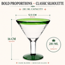 Mexican Hand Blown Martini & Margarita Glasses - Set of 4-10oz