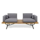 Outdoor Sofa With Cushions And Iron Legs - Dark Gray