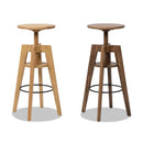 Spencer - Minimalist Oak Adjustable Bar Counter Stool - Walnut Brown Oak