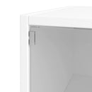 White Glass Door Shoe Storage Cabinet with RGB LED Light by HouseOfZazla
