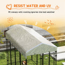 7.8' x 6' Dog Kennel Outdoor with Waterproof Cover, Dog Playpen for Extra Large Dogs with Two Part Door Design, Silver