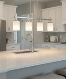 31"W 4-Light Kitchen Island Light Fixture Brushed Nickel Finish Frosted Glass Shade by LampsUSA