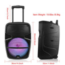 Wireless Speaker Portable PA Karaoke System with 12" Subwoofer Sound System Wired Microphone w/ DJ Lights FM Remote Control