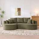 106 in. 2-Piece Fabric Cloud Curved Sectional Boucle Sofa with Chaise Lounge in Forest by HouseOfZazla