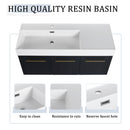 Modern Chestnut Wall Mounted Bathroom Vanity With Left Resin Sink And Storage Rack - Black Chestnut by HouseOfZazla