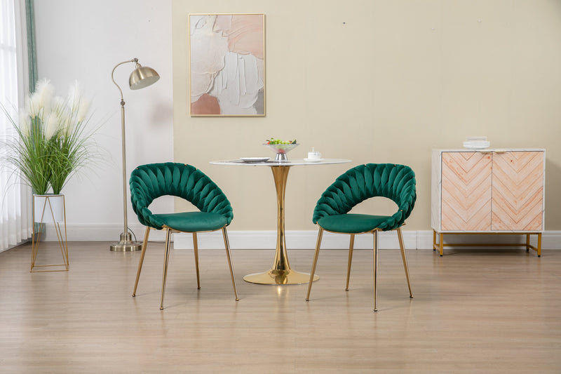 Accent Chairs Set of 2, Velvet Side Chairs with Gold Legs, Mid-Century Upholstered Dining Chairs for Living Room, Kitchen, Bedroom, Beauty Room