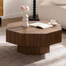 30.51 Inch Wooden Octagonal Coffee Table for Living Room