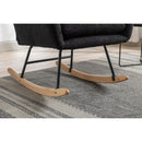 35.5 inch Rocking Chair with Pocket, Soft Teddy Fabric Rocking Chair for Nursery, Comfy Wingback Glider Rocker with Safe Solid Wood Base for Living Room Bedroom Balcony (black)