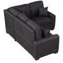 87.4"Sectional Sleeper Sofa with USB Charging Port and Plug Outlet,Pull-Out Sofa Bed with 3 Pillows, L-Shape Chaise for Living Room Small Apartment,Black