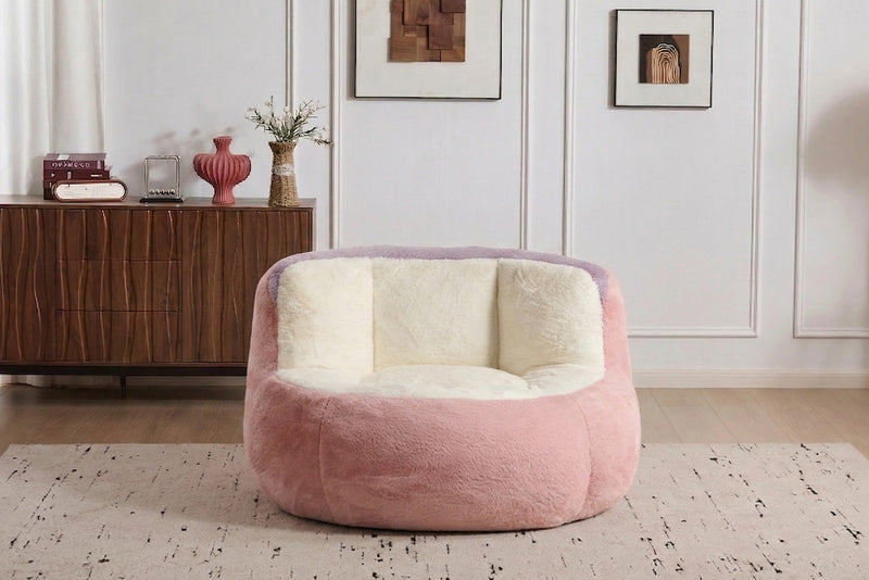 Oversized Multicolor Faux Fur Bean Bag Chair, photo 10 of 10