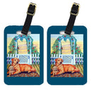 Golden Retriever and puppy at the fence Luggage Tag