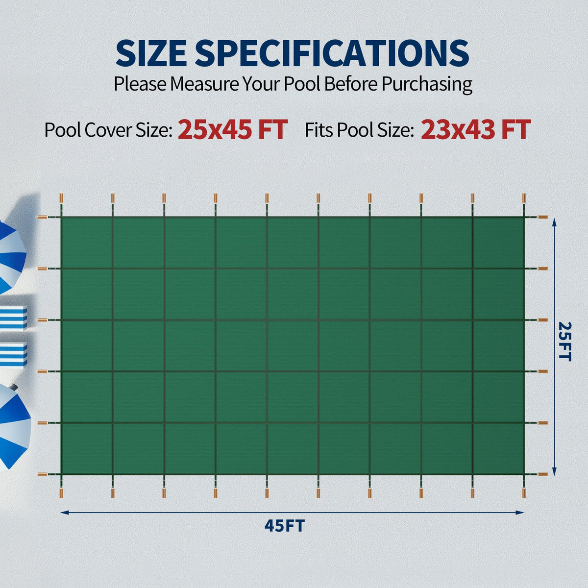 Swimming Pool Safety Cover, Fits 25x45ft Rectangular Inground Pools, photo 3 of 10