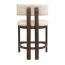 26" Counter Height Bar Stool, Upholstered Counter Stools (Set of 2) - Walnut & Beige by HouseOfZazla