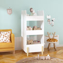 Bear Shaped Bookshelf With Chalkboard Side, 3 Tier Storage Organizer For Playroom - White