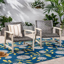 Outdoor Club Chair With Rattan Cover And Acacia Wood Frame - Gray