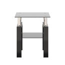 Modern Tempered Glass Tea Table, End Square Table For Living Room - Black by HouseOfZazla