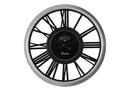 Clocks, 16' Round, Wall Clock, Silver, Black, Transitional