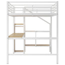 Loft Bed With Desk, Storage Staircase, Small Wardrobe And LED Light by HouseOfZazla