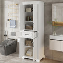 Freestanding Bathroom Vanity, Elegant Design With 4 Doors & 1 Drawer, Adjustable Shelves, Damping Hinges - White