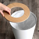 Trash Can - Round - Steel + Wood by Yamazaki Home