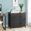 2 Drawer Lateral File Cabinet, A4 / Letter Size, Heavy Duty Storage For Home Office - Brown / Black by HouseOfZazla