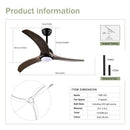 Indoor Outdoor Ceiling Fan With Light With Remote Control, Noiseless Reversible Motor, 6 Speed, 3 Color by HouseOfZazla