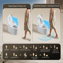 Tankless Smart Toilet With Bidet Built In, 1 Piece, Auto Flush, Auto Open / Close, Heated Seat, Bubble Wash, Warm Water And Dry, Adjustable Temp, Remote Control Side Know - White by HouseOfZazla