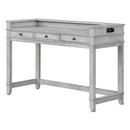 4-piece Dining Bar Table Set with 3 Upholstered Stools, Multifunctional Dining Table with 3 Drawers (Gray)