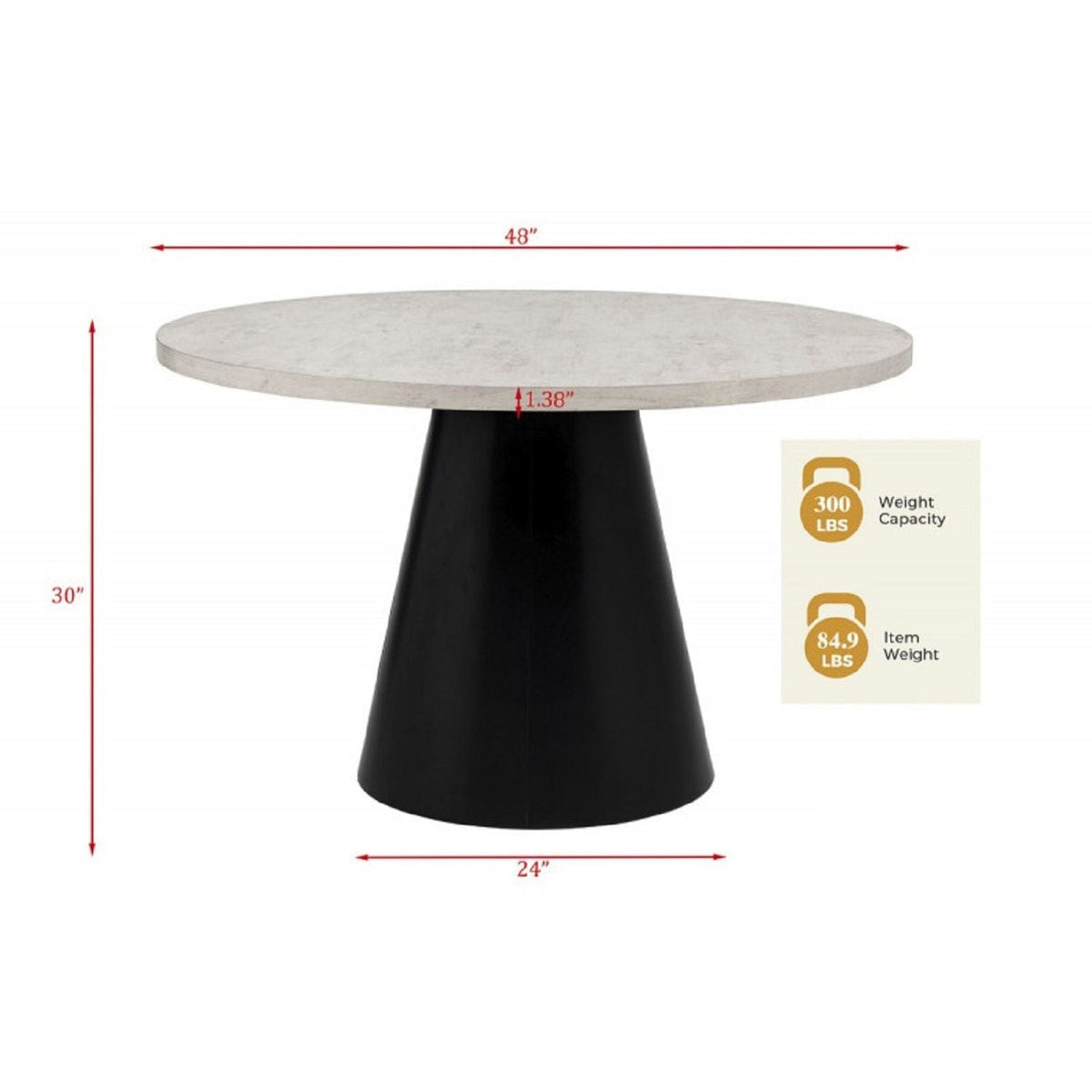Dining Set With Round Table And 4 Upholstered Chairs - Black / Gray, photo 8 of 10