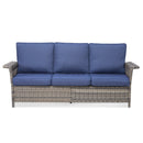 76.7" Wide Outdoor Wicker Patio Sofa with Armrests