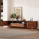 TV Stand Entertainment Center with Deep Drawers, Cable Management & Soft Closing Hinges by HouseOfZazla