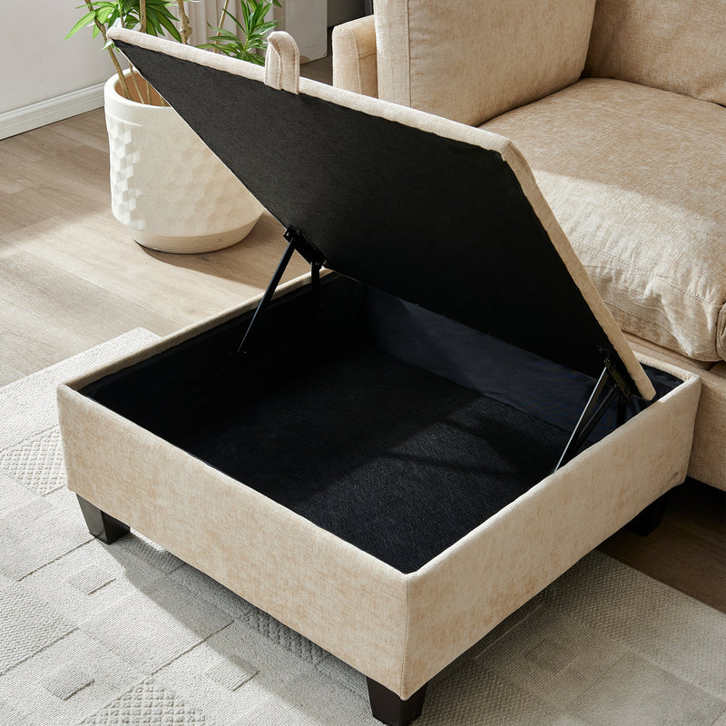 96.5" L Shape Sectional Couch with Ottoman, photo 6 of 10
