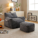 Giant Bean Bag Chair With Armrests And Footstool by HouseOfZazla