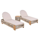 Outdoor Rope Chaise Lounge Set with Adjustable Backrest and Teak Look Side Table by HouseOfZazla